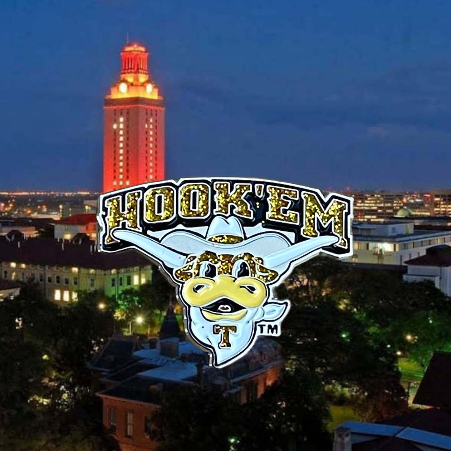 University of Texas Longhorn Bevo Glitter Pin