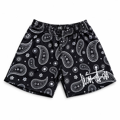 Houston Paisley Mesh Shorts - Black