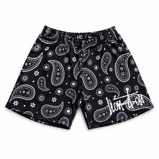 Houston Paisley Mesh Shorts - Black
