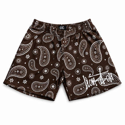 Houston Paisley Mesh Shorts - Brown