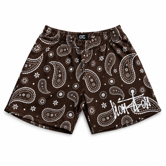 Houston Paisley Mesh Shorts - Brown